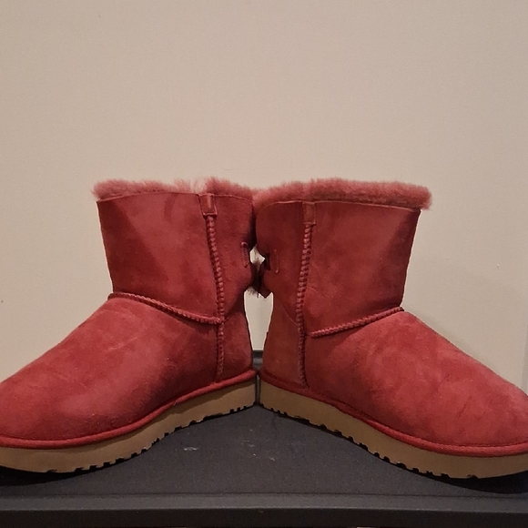 UGG Red Mini Bailey Bow Boots - Picture 9 of 14